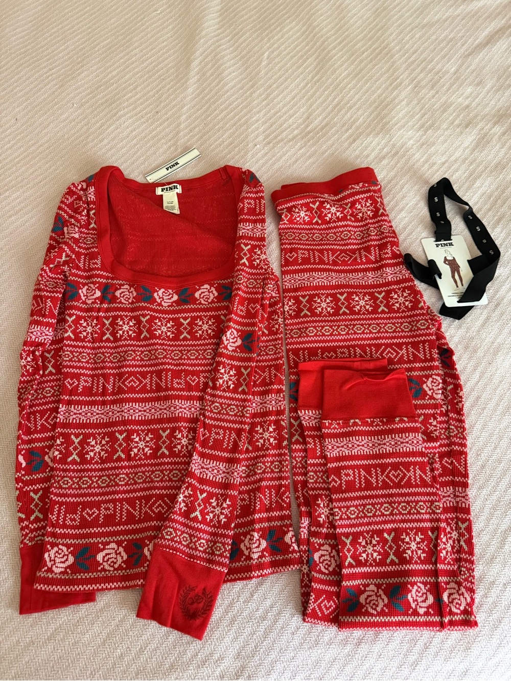 Victoria's Secret PINK Red Ribbed PJ set